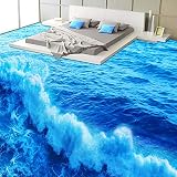 Papel tapiz fotográfico personalizado para el suelo, olas del mar, baño, dormitorio, mural estereoscópico en 3D, papel tapiz de vinilo autoadhesivo impermeable de PVC