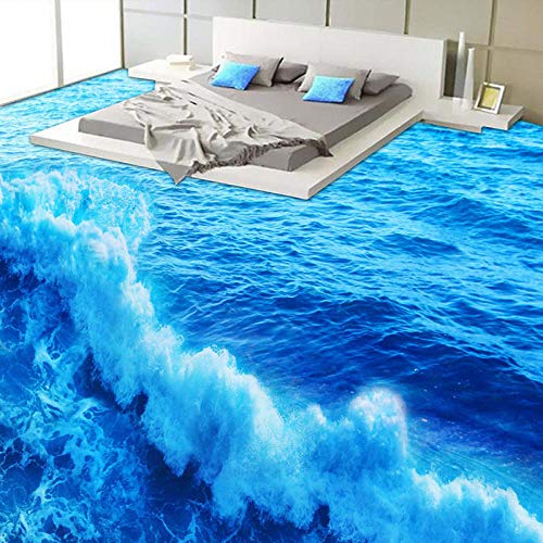 Papel tapiz fotográfico personalizado para el suelo, olas del mar, baño, dormitorio, mural estereoscópico en 3D, papel tapiz de vinilo autoadhesivo impermeable de PVC