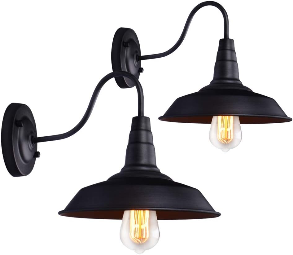 PUMING Barn Lights Gooseneck Farmhouse Wall Sconce Lighting Wall Vanity Lights Vintage Wall Lamps Set of Two