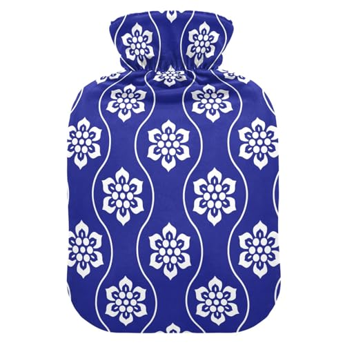 Bolsa de agua caliente para el sofá o la cama, con suave terciopelo floral y capacidad de 2 L