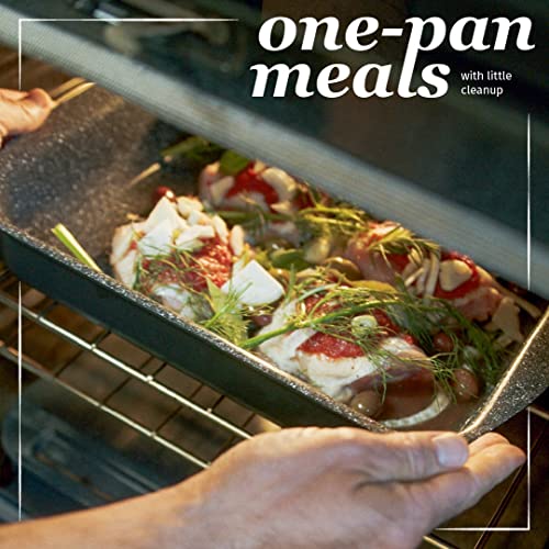 Ceramic Coated Roasting Pan/Lasagna Pan - With Natural Nonstick Coating, Safe For Stovetop And Oven Use / 14 X 10.5 X 2.7 Inch #TOP2