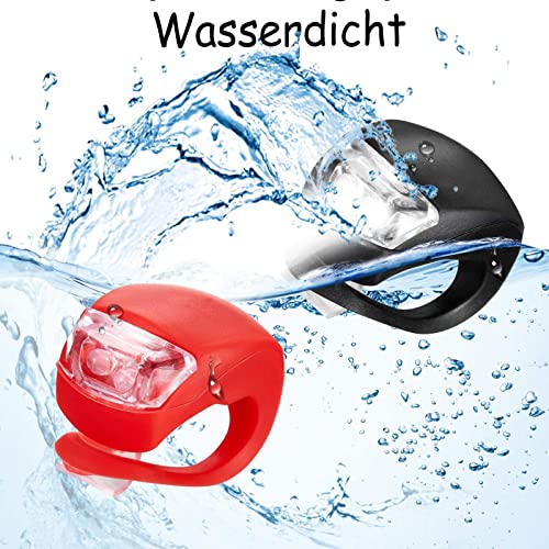 Kinderwagen licht Silikon 4 Stück Kinderwagenlicht, Wasserdichte LED Silikonleuchten mit mit heller LED und 2Leuchtfunktionen
