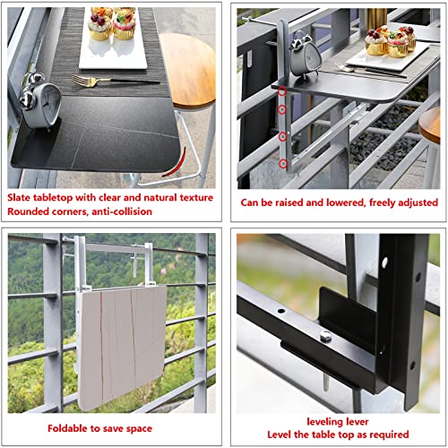 Table suspendue balcon pliable et réglable pour extérieur
