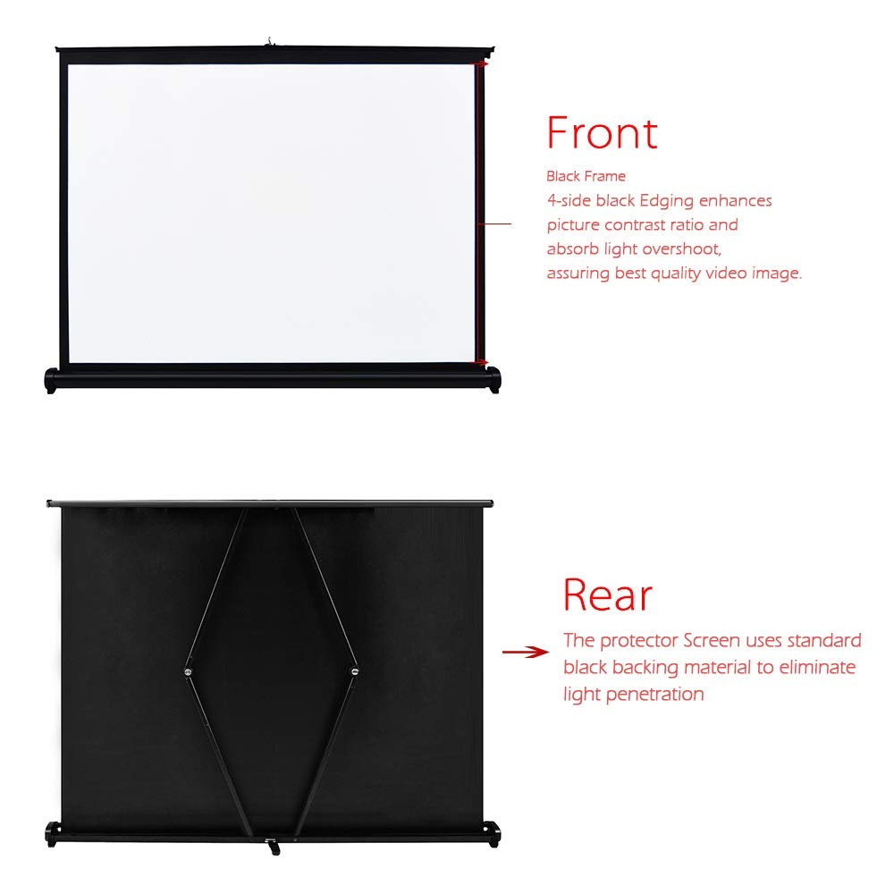 Écran de projection portable 4:3 de 101,6 cm pour projecteur DLP