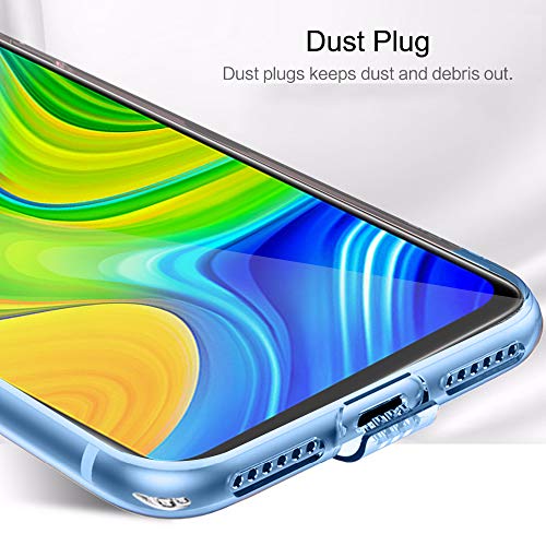 Image of TheGiftKart Ultra Clear Slim Anti-Slip Grip Soft Silicone Back Cover Case with Complete Camera Protection & Anti-Dust Plugs Built-in for Xiaomi Redmi Note 9 (Transparent)
