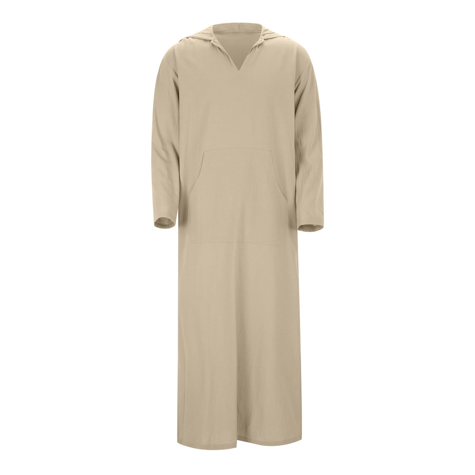Abaya musulmano da uomo arabo casual a maniche lunghe con cappuccio tasca ampia camicia vestaglia per Ramadan Eid
