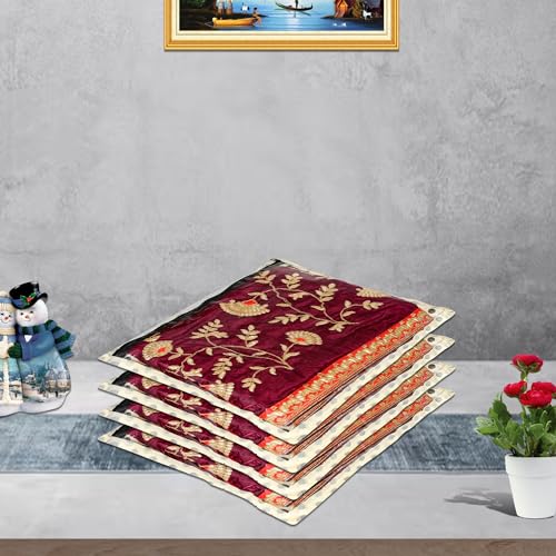 Image of Kuber Industries Non-Woven Saree Cover | Clothes Storage Bag | Single Packing Saree With Zip Closure | Wardrobe Organizer | Cloth Stoarge Organizer | Dot Design | Pack Of 12 | Cream