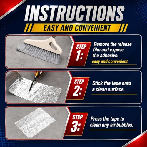 Image of KBZONE Super Strong Adhesive Aluminium Foil Tape Waterproof Permanent Repair Water Leakage Solution Rubber Suitable for Roof Leak, surface Crack,Window Sill Gap,Boat Sealing, Tank Leak (30CM*5M)