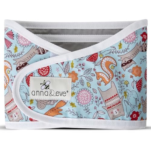 Image of Anna & Eve Baby Swaddle Strap for Newborns, 13.5 inch to 17 inch, Woodland Blue | 100% Cotton, Comfortable and Secure, No Overheating, Original Arms Only, Adjustable Size Swaddle, For Mothers, Mothers to be