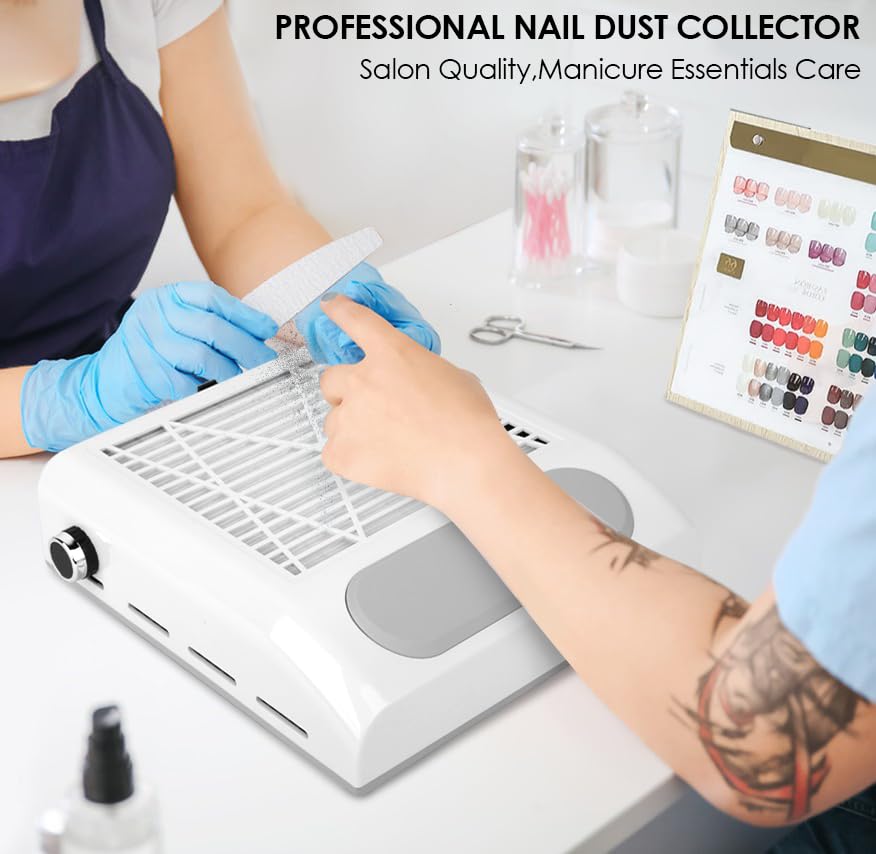 Miniatura 2 de Colector de polvo de uñas, aspiradora de 80 W, succión de potencia ajustable, máquina limpiadora de polvo para manicura, colector de polvo para uñas