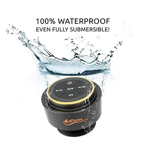iFox iF012 Bluetooth Shower Speaker - Certified Waterproof - Wireless It Pairs Easily to All Your Bluetooth Devices - Phones, Tablets, Computer, Radio