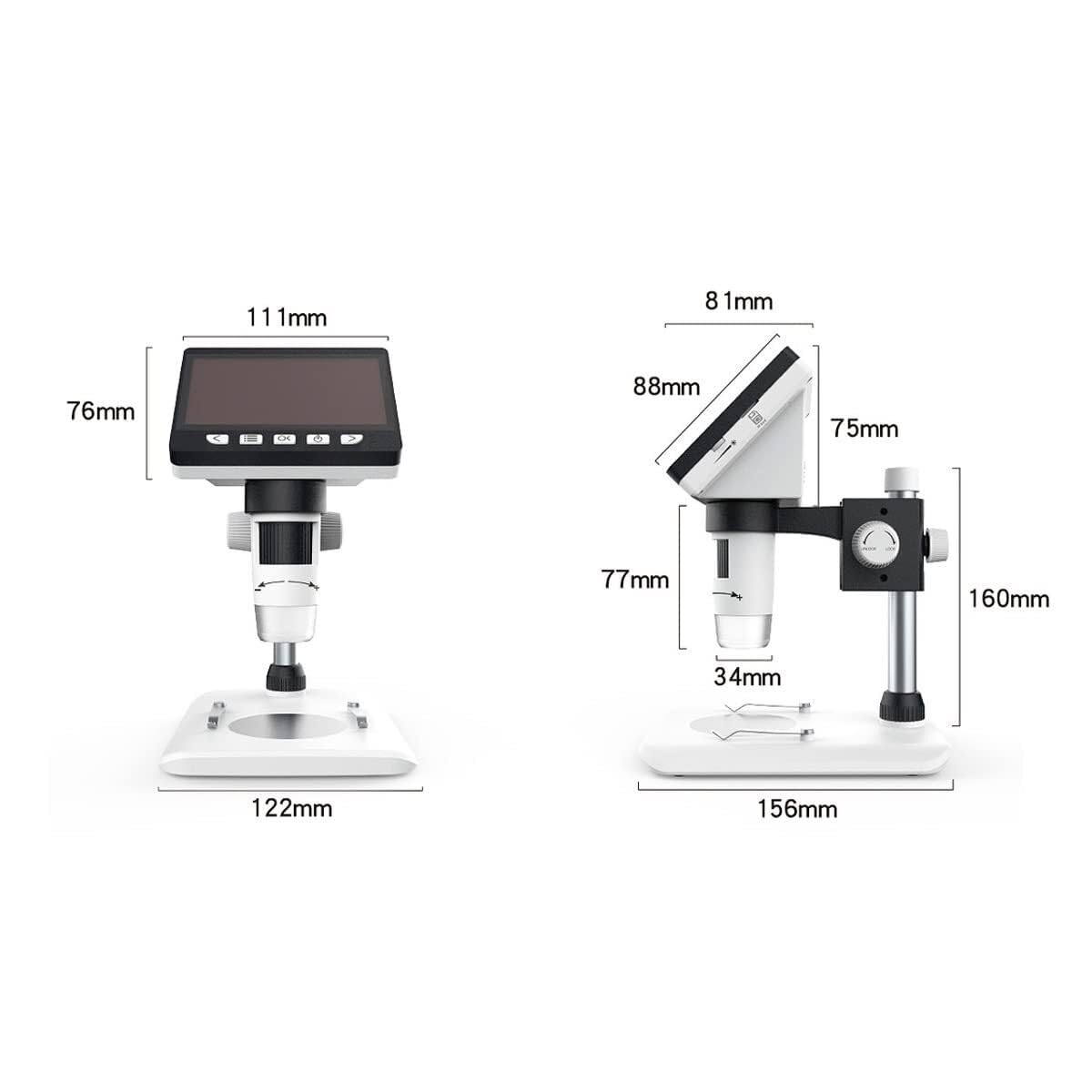 4,3-calowy cyfrowy mikroskop USB 1080P, powiększenie 50X-1000X, mikroskop monetowy i jubilerski z 8 regulowanymi światłami LED