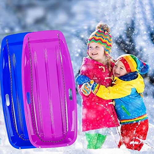 Classical Plastics Snow Sled, Outdoor Winter Sledding Gift For Kids Adults(Blue + Purple) #TOP5