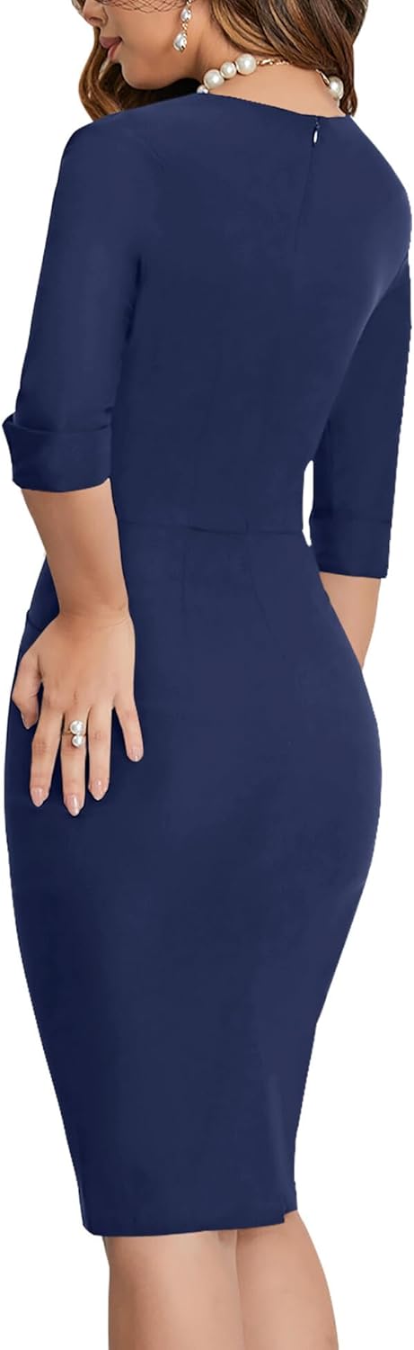 MUXXN Women's 60s Classy Sweetheart Neck Bandage Sheath Work Pencil Dress - Image 2