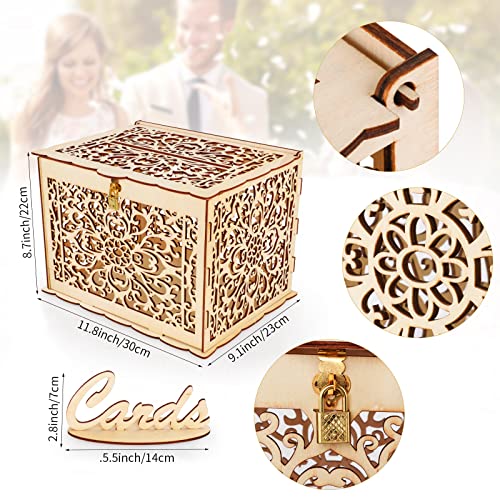 Hooqict Diy Wedding Card Box With Lock Large Rustic Wood Wedding Gift Money Box Holder For Graduation Parties Wedding Reception Bridal Baby Shower Birthday #TOP1
