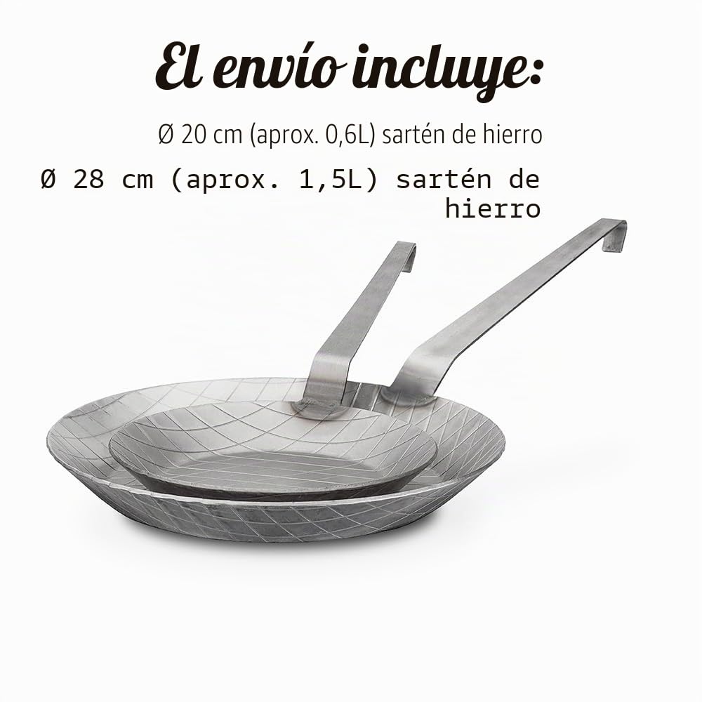 GSW 860222 Gastro - Juego de sartenes (hierro forjado, 2 unidades), color plateado