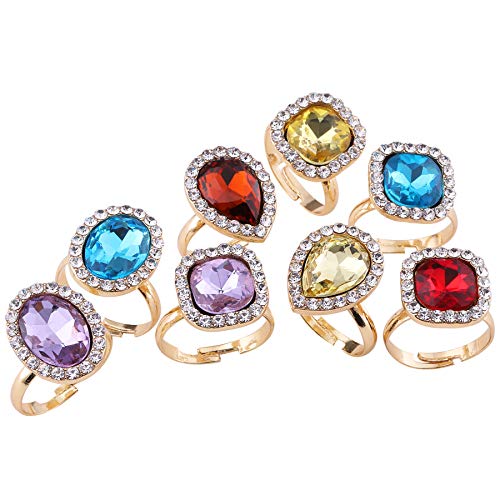 Coucoland Ring Set Crystal Stacking Rings Cosplay Halloween Ring Set Colorful Stack Ring Set 1920s Costume Rings for Women