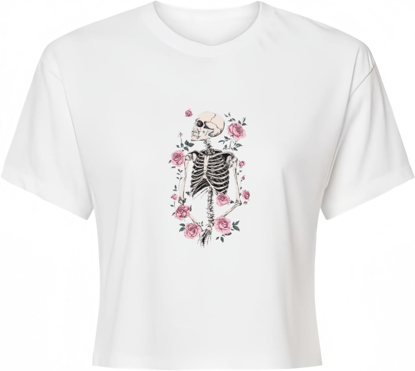 Womens Cotton Crop T Shirt Novelty Floral Print Short Sleeve Cropped Tees Summer Y2k Casual Basic Cotton Tops