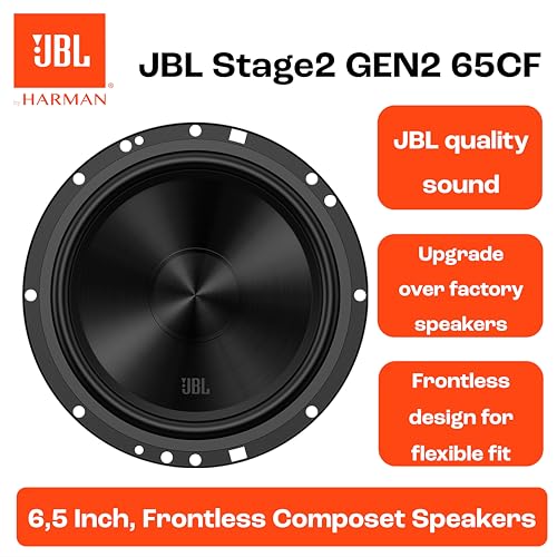 JBL Stage2 GEN2 65CF Komponenten Lautsprecher Auto 165mm (6,5 Zoll): von Harman Kardon Car HiFi mit 90W RMS und 720W Max Component Auto Boxen Set 2 Tieftöner + 2 Hochtöner