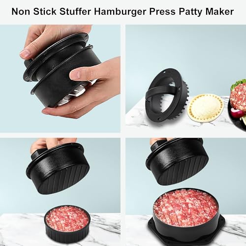 POLIGO Smash Burger Press Kit - 4 in 1 Hamburger Patty Storage Containers, 6.69" Cast Iron Smash Bacon Press - Non Stick Smash Burger Press Set for Grill and Griddle Cooking, Black Round by POLIGO - Used condition - Image 6