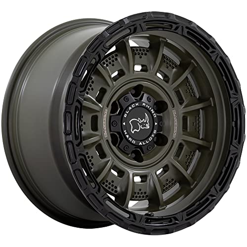 Black Rhino Hard Alloys LEGION 17X9, 6X5.5, 4.53, -12mm OLIVE DRAB GREEN WITH BLACK LIP - BR002EB17906812N