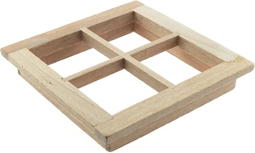 Miniatura 3 de RLECS Casa de muñecas de madera con ventana cuadrada de 2,75 x 2,75 pulgadas, color madera, 4 ventanas, 112, accesorios en miniatura para casa de