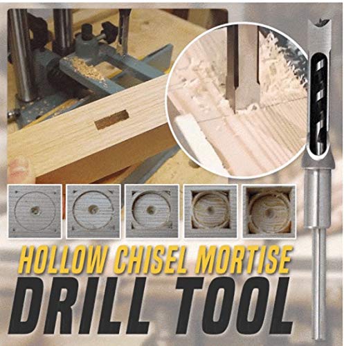 Awolf Hollow Chisel Mortise Drill Tool, Woodworking Square Drill Bits Set, HSS Wood Mortising Chisel Countersink Bits Woodworker Hole Saw Power Tool Kits, Square Hole Drill Bit