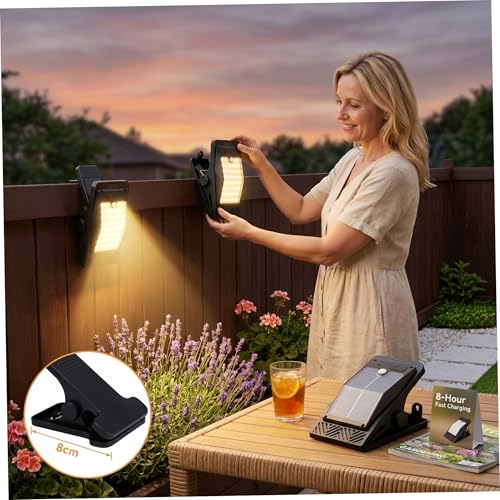 Luces solares con clip exterior impermeables luz LED de gran tamaño para terraza y porche 6