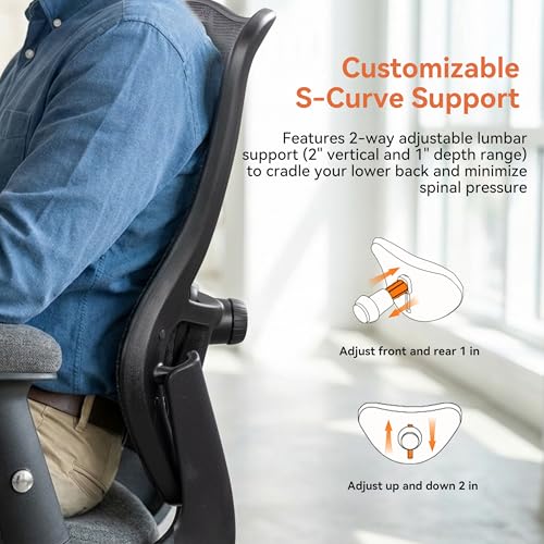 Image of Office Chair 500lbs Big and Tall Ergonomic Mesh Desk Chair Heavy Duty with 24 inch Extra Wide Seat Adjustable Lumbar Support & Flip-Up Arms for Large Body Types (Dark Gray)