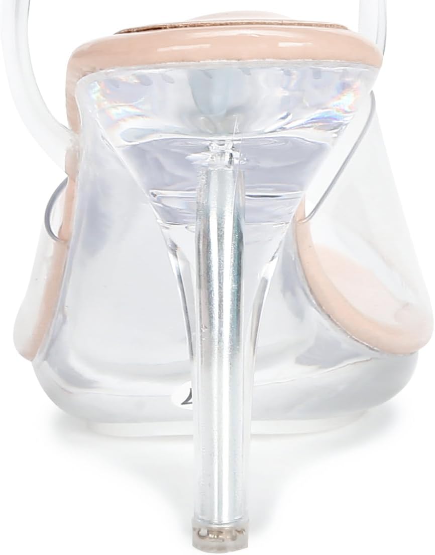 NBUUNBU Clear Heels For Women Transparent Strappy Platform Sandals Ankle Strap High kitten Heel Sexy Slingback Stiletto Comfortable Dress Shoes Open Toe Slip On Mules Pump - Image 8