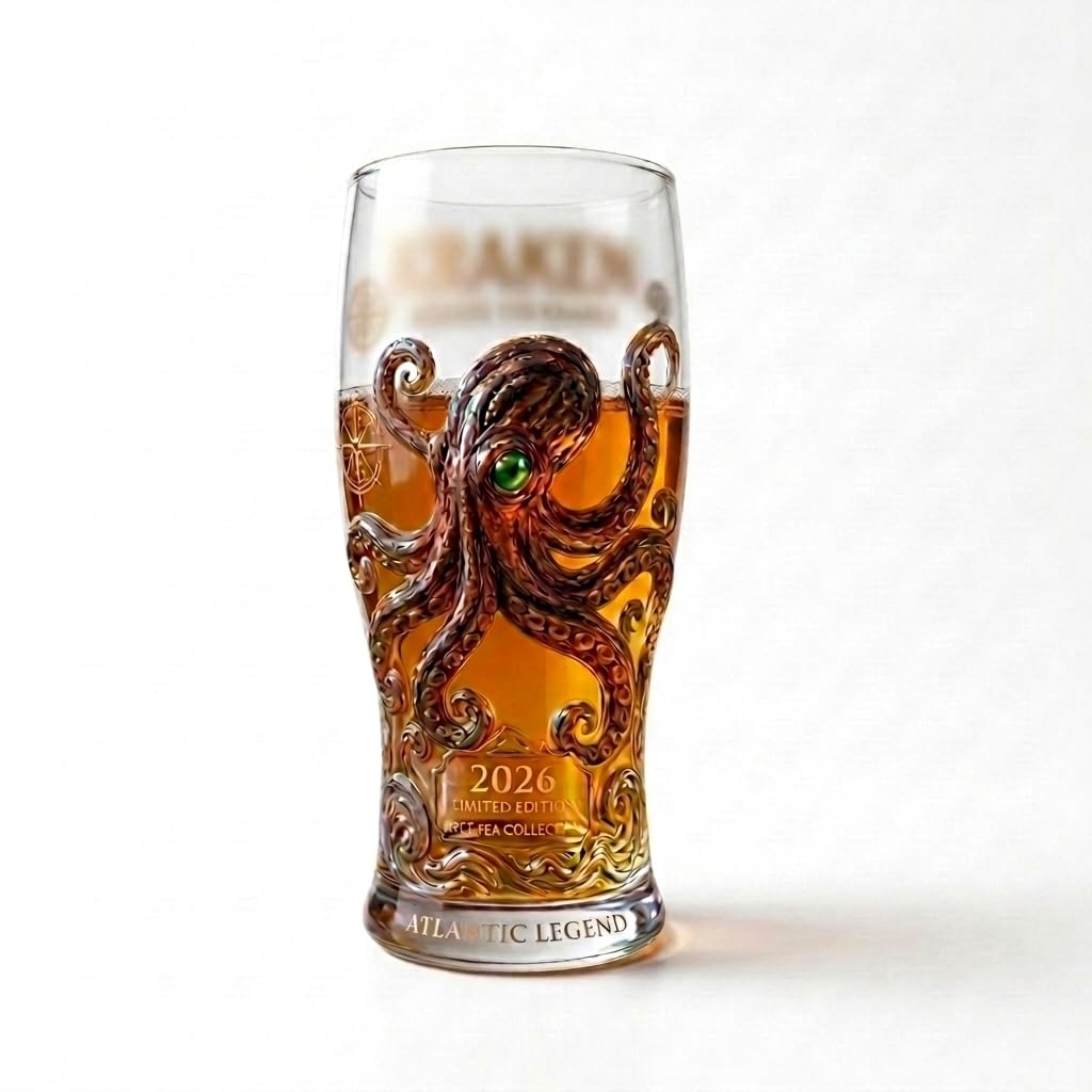 Octopus Sea Monster Highball Glass, Nautical Pirate‑Style Bar Glassware