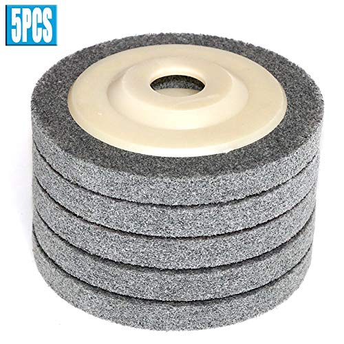 FPPO 4.5" x 7/8" 5Pcs Nylon Fiber Polishing Wheel Non Woven Abrasive Flap