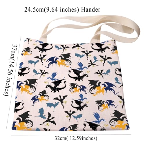 PXTIDY FWing Book Dragon Tote Bag Dragon Trio Tairn Andarna and Sgaeyl Shopping Bag Fantasy Bookish Gift Dragon Gift2