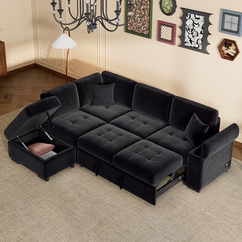 Merax Sofa Bed Sleeper Couch L Shaped Sofa with...
