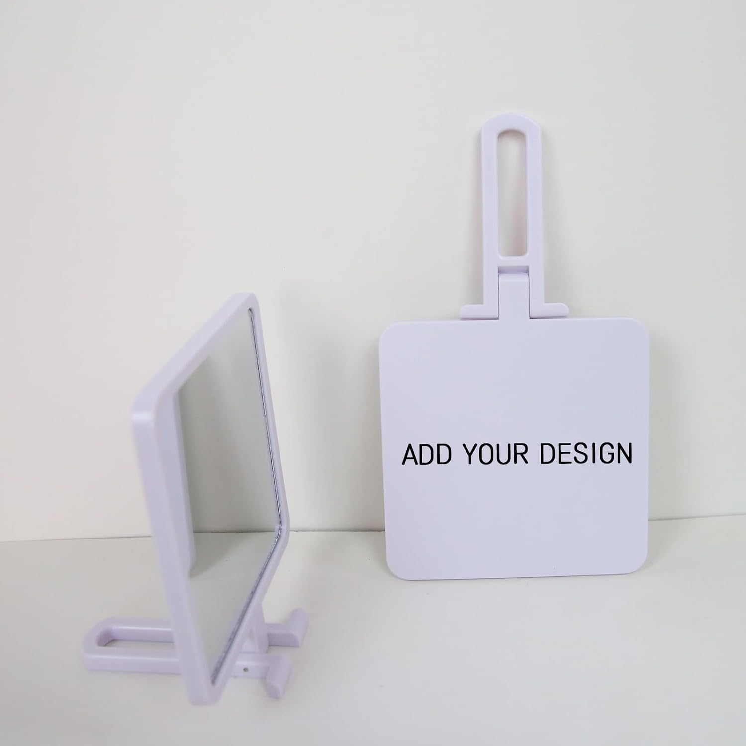 Personalized Handheld Makeup Mirrors, Custom Your Image/Text Hand Mirrors, Handheld Mirror with Handle, Adjustable Handle/Stand Salon Mirror for Travel Makeup, Handheld Compact Mirror 15.6 * 9cm