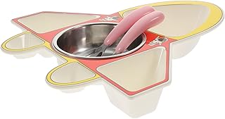 Abaodam 1 Conjunto Avião Crianças Tigela Placas Seccionais De Aço Inoxidável Placa De Comida Dividida Placas De Compartimento De Aço Inoxidável Pratos De Bebê Crianças Placa Dividida