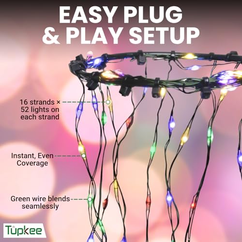 Luces de árbol de Navidad cascada LED multicolor para decorar sin enredos 8