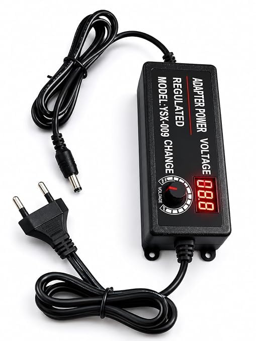 Electronic Crops Adjustable DC Power Adapter with LED Display, 3V-12V Variable Voltage Adapter, AC 100-240V Input, DC 12V 2A Max Output, 5.5x2.1mm Plug for LED Strip, CCTV Camera & DIY Electronics.-image-46