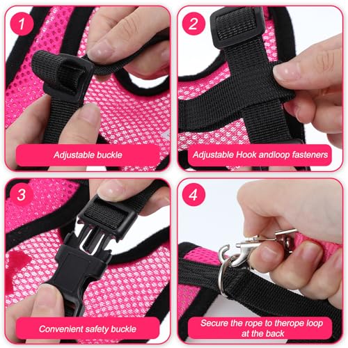 1 Stück Hühnergeschirr mit Leine,Einstellbar Hühnerzubehör,Komfort und Haltbarkeit Hühnerleine mit 1 Meter Abschleppseil,für Hühner,Enten,Gänse und Kleine Haustiere (Rosa, M)(Rosa)