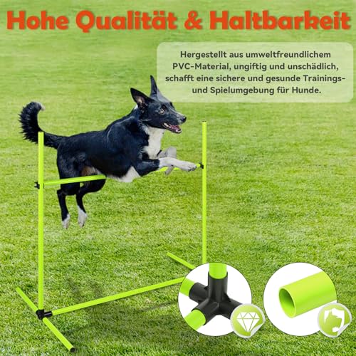 ACXIN Agility Set Hürdenset Hundetraining Zubehör mit 4 Stück Hürden, Slalom Stangen Agility-Ausrüstung für Hunde - Einfach zu transportieren, Höhenverstellbar Inklusive Tasche, 104x70x101cm, Grün