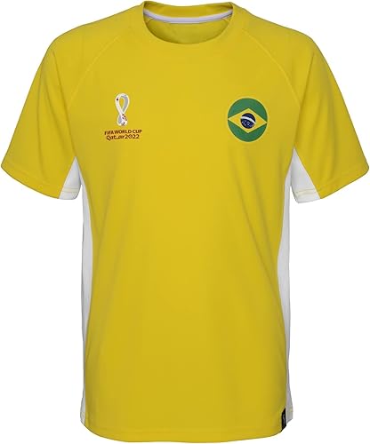 Outerstuff Camiseta unisex de manga corta raglán con paneles de la Copa Mundial de la FIFA para niños