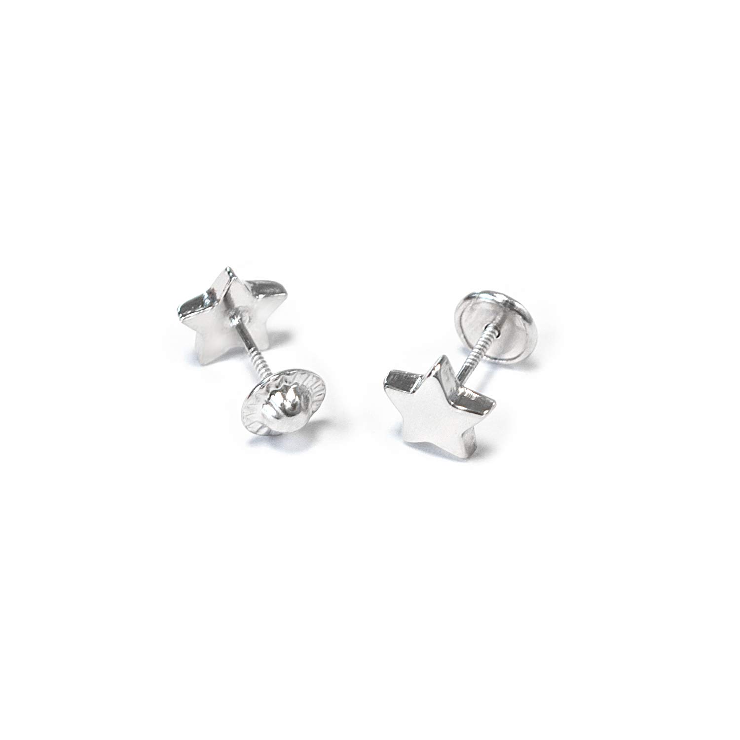 Mondepetit AG-3138 - Pendientes de bebe/niña plata de Estrella Lisa - Estuche Regalo