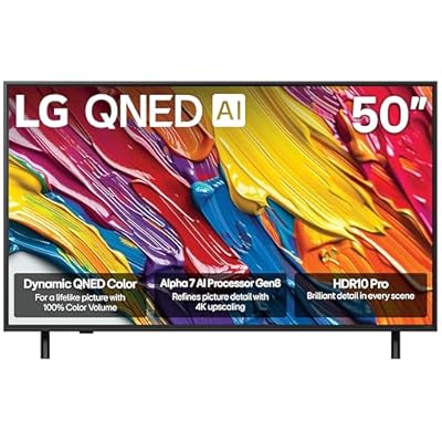 LG 50-Inch Class QNED AI 4K QNED82A Series Smart TV w/AI Sound, HDR10, 4K Super Upscaling, Filmmaker Mode, Wow Orchestra, Alexa Built-in (50QNED82AUA, 2025)