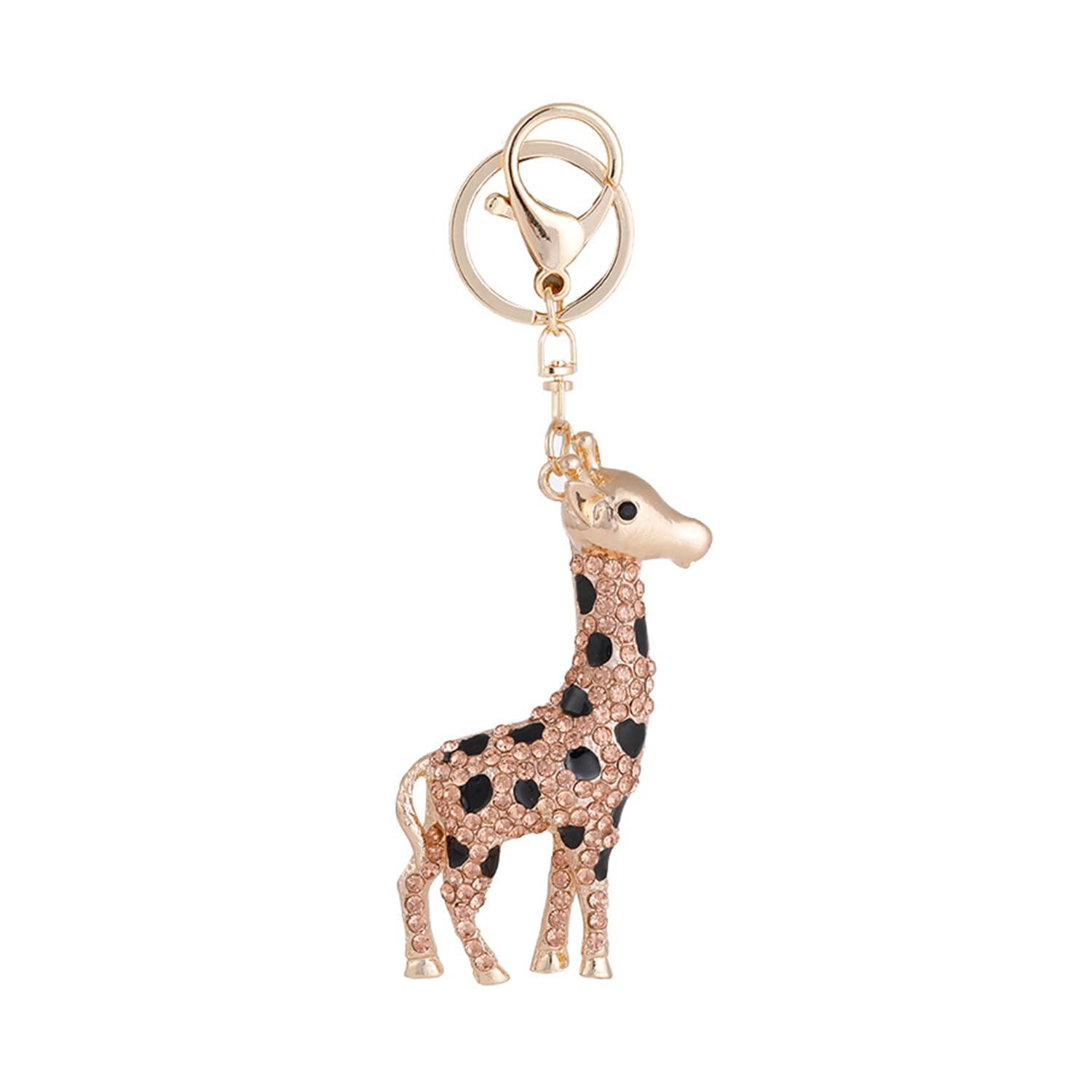 ZDHC Bling Crystal Giraffe Keychain Cute Kawaii Animal Keyring Rhinestone Purse Charm Car Keys Bag Pendant Accessories
