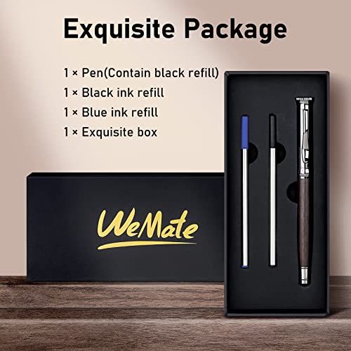 Wemate Wood Ballpoint Pen Set, Extra 2 Ink Refills(1 Black & 1 Blue), Fancy Writing Pen Nice Luxury Office Gift For Men, Lawyer And Teacher, Cool Wooden Pen For Journaling Bussiness Executive #TOP1
