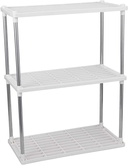 Holibanna 3-Tier Heavy-Duty Adjustable Shelf Storage 3-Shelf Shelving Unit Organizer Wire Rack for Bathroom Kitchen Office Storage (White)
