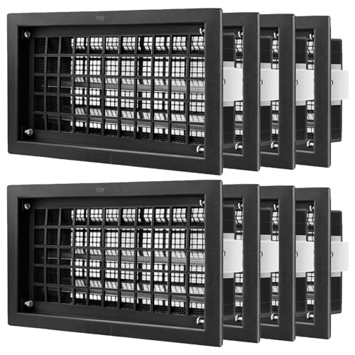 ZXQDRE Foundation Vent for Crawl Space Automatic 8x16 Inch Auto Open/Close Foundation Vent Cover for Freeze Protection & Energy Saving | Easy Install Crawlspace Vents Replacement (Black 8 Pack)