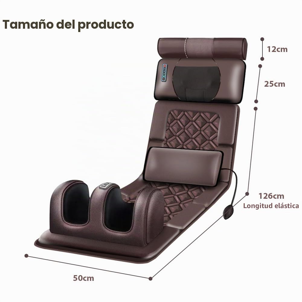 Eznaobo Shiatsu - Esterilla De Masaje Eléctrica Con Función Calor, 3 Niveles Intensidad, 5 Modos, 10 Patrones Vibración, Estiramiento Presión Aire, Pies, Cuello Y Espalda