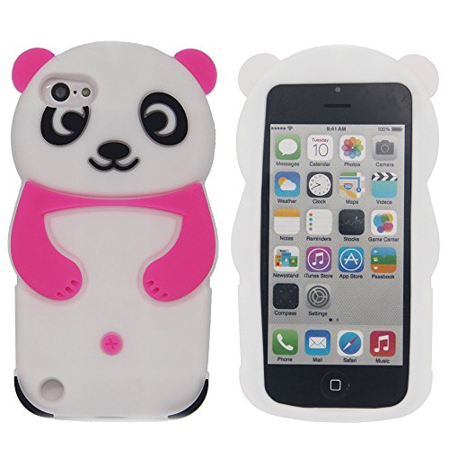 iPod Touch 5 Case,iPod Touch 6 Case - Tsmine Cute Cartoon 3D Panda Soft Silicone Back Washable Cover Shockproof Protective Skin for Apple iPod Touch 5th 6th Generation, Rose Pink