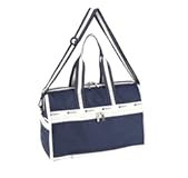 Spectator Deep Blue Deluxe Medium Weekender Crossbody Bag, Style 4318/Color C466, Timeless Navy Blue & Crisp White Unite in Fashion Trending 2 Tone Spectator Style Sophisticated Travel Bag